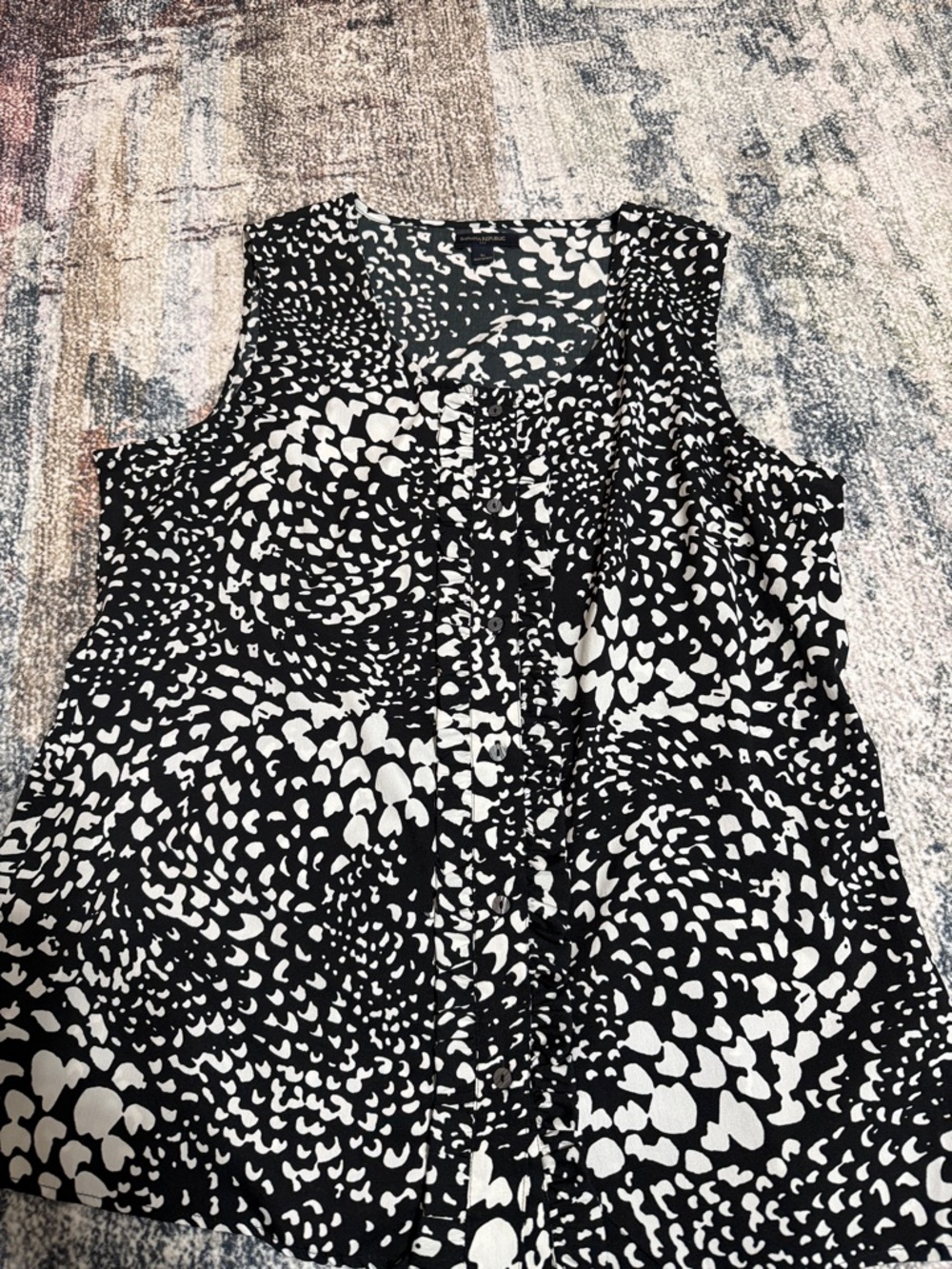 Banana Republic Womens Black & White Patterned Sleeveless Blouse XL